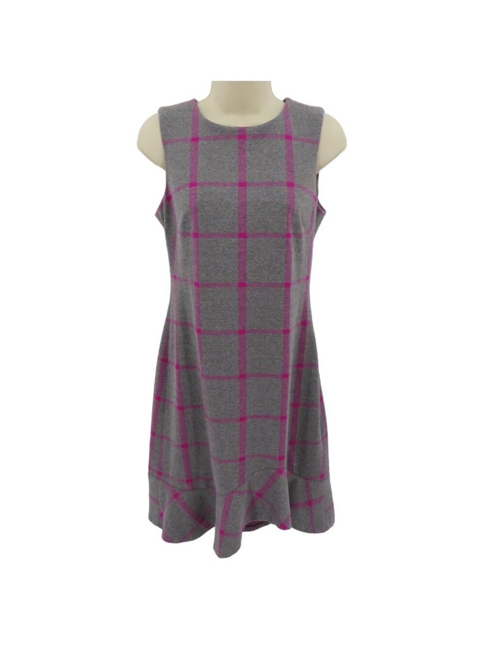 Tommy Hilfiger Women 4 Gray Purple Plaid Check Tartan Sleeveless Sheath Dress